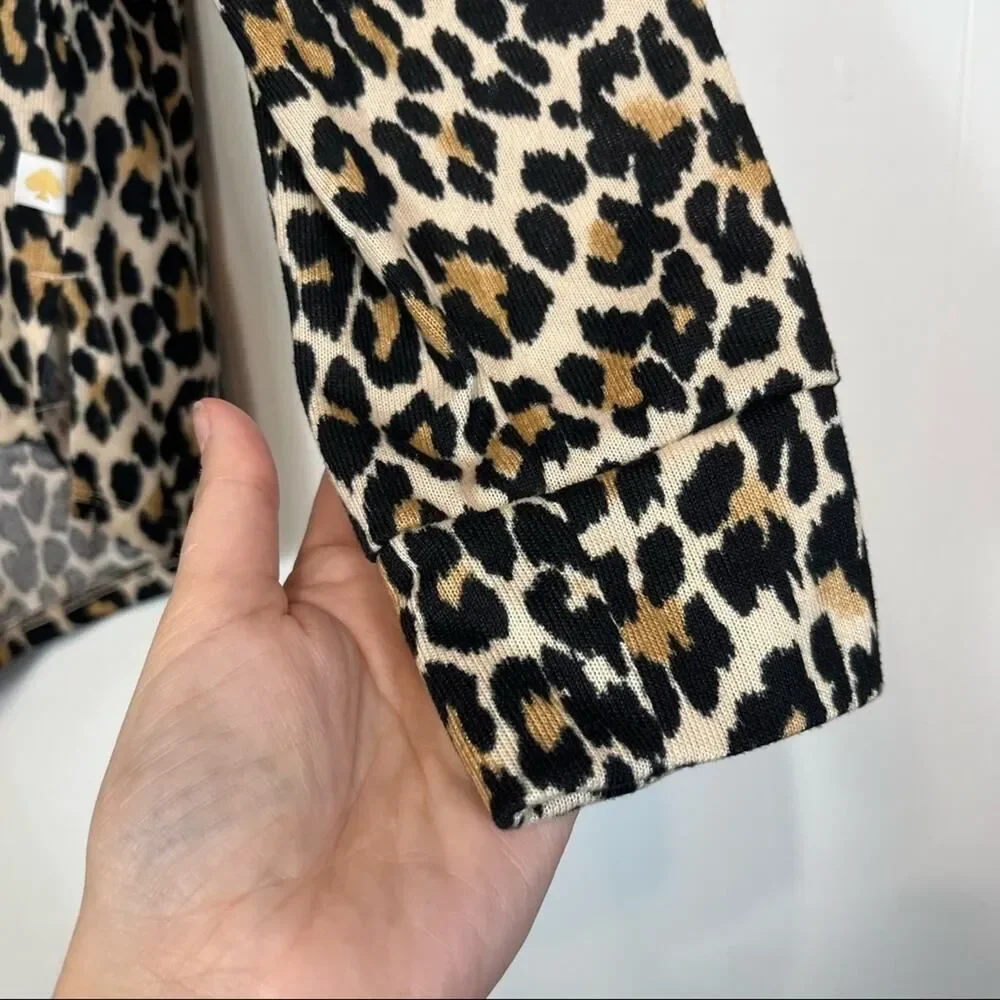 Kate Spade Leopard Animal Printed Long Sleeve Shirt Size Woman's Small